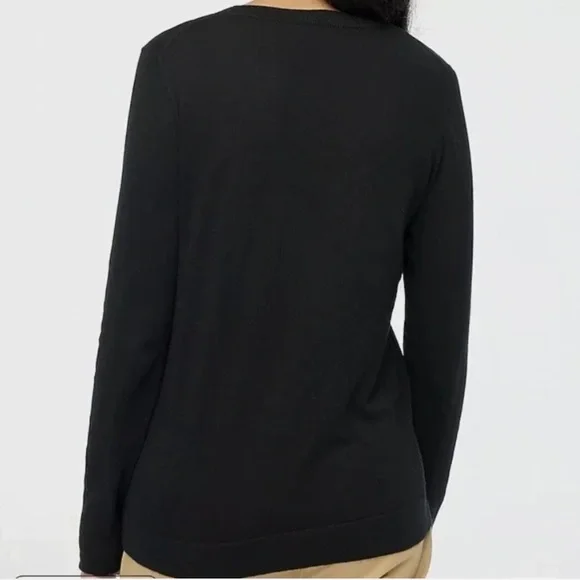*NWT J. Crew Women's Black Wool Cotton Blend Teddie Sweater Crew Neck Small - Picture 2 of 5